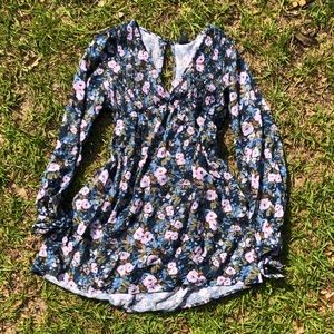 dark blue dress with flowers, size S